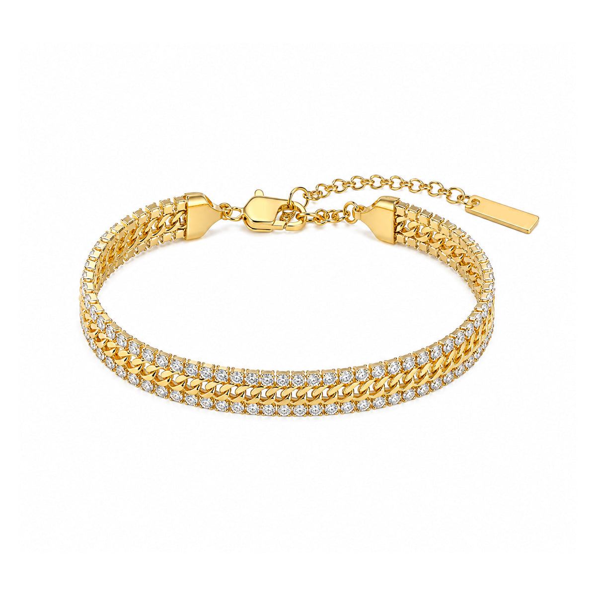 The Pavé Gourmette Gold-Tone Stainless Steel Bracelet