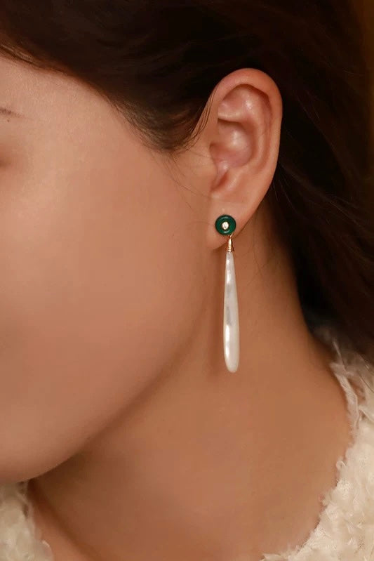 Tudor & Rose Vintage French Royal Emerald Pearl Earrings