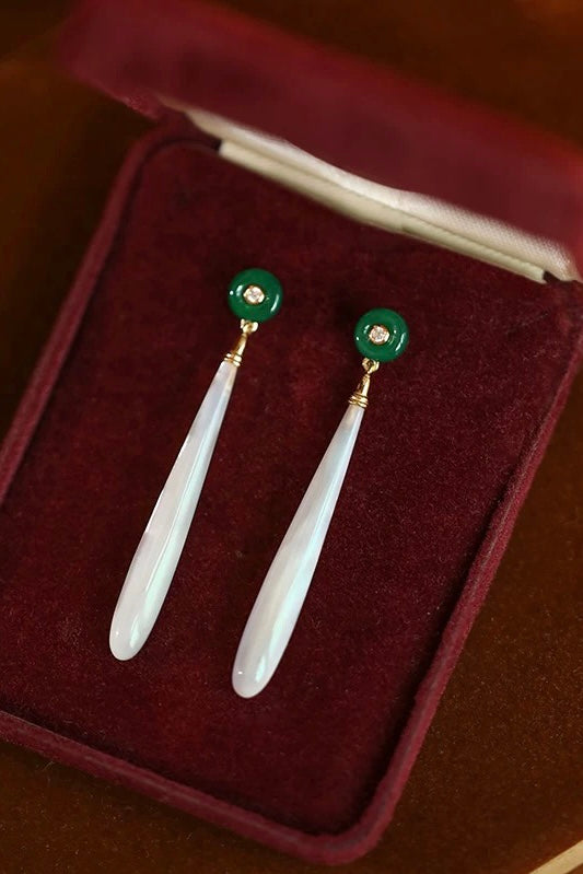 Tudor & Rose Vintage French Royal Emerald Pearl Earrings