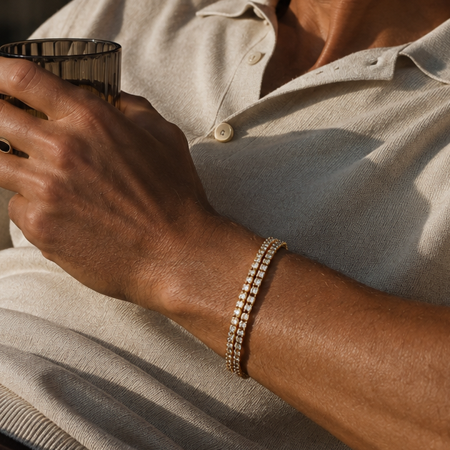 The Pavé Gourmette Gold-Tone Stainless Steel Bracelet