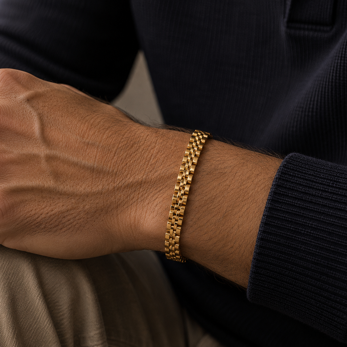 The Grille Gold-Tone Stainless Steel Bracelet