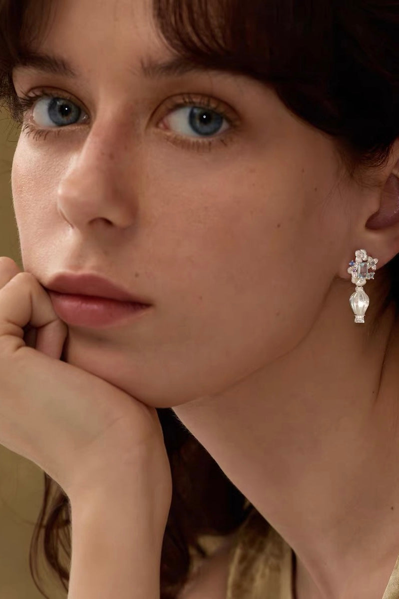 Tudor & Rose Vintage French Royal Layered Gem Drop Earrings