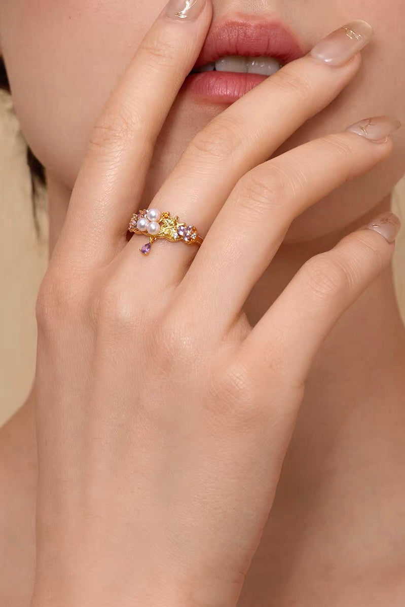 Tudor & Rose Vintage Sustainable Gemstones Crown Ring