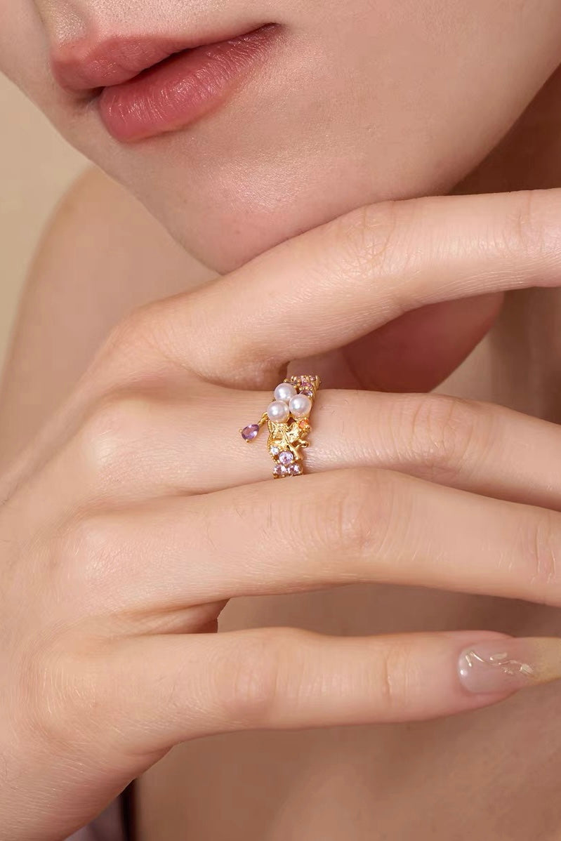 Tudor & Rose Vintage Sustainable Gemstones Crown Ring