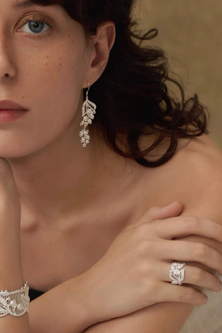 Tudor & Rose French Lace Sterling Silver Ring