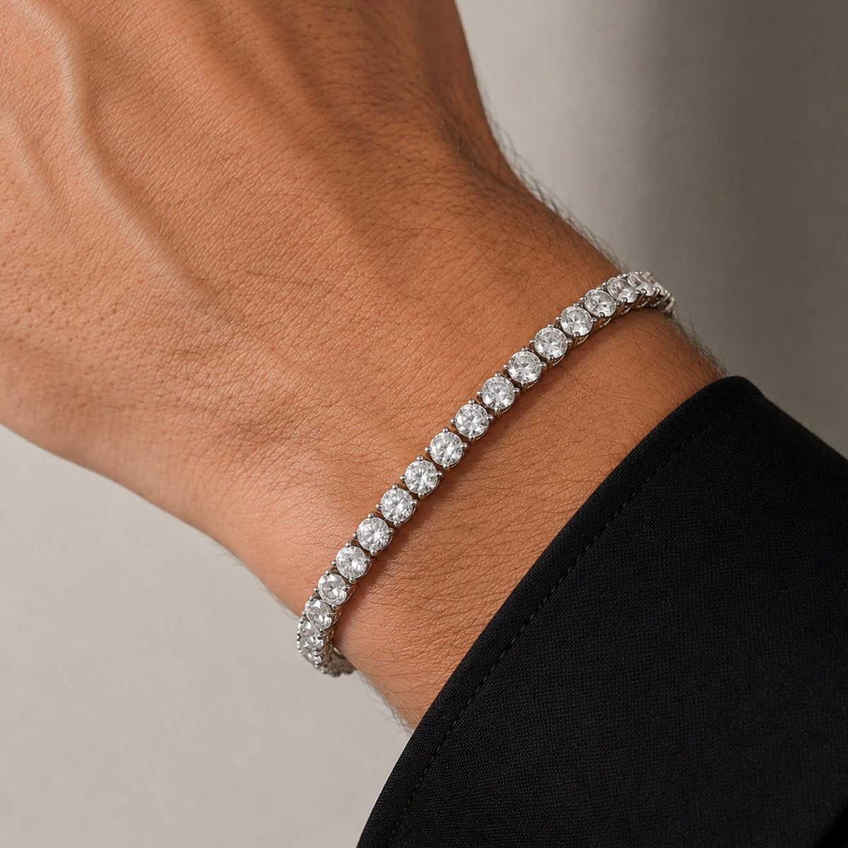 The Classic Tennis Silver-Tone Stainless Steel & Cubic Zirconia Bracelet